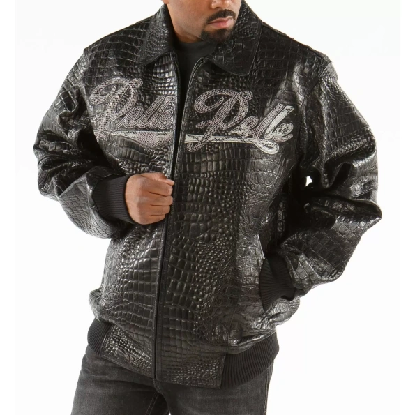 Pelle Pelle Scripted Leather Black Jacket | Men Jacket view 2