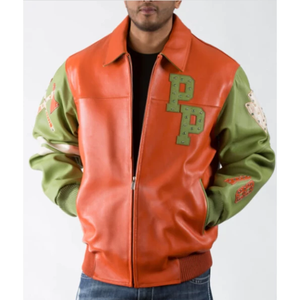 Pelle Pelle Renegades Leather Jacket | Orange Green Jacket view 2