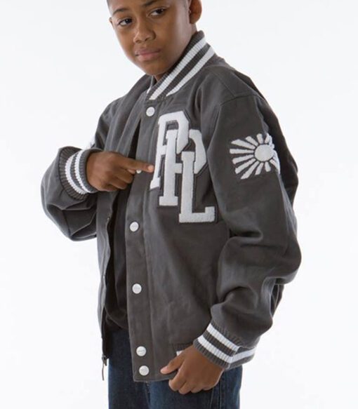 Pelle Pelle Kids Grey Wool Varsity Jacket | 1978 Jacket view 2