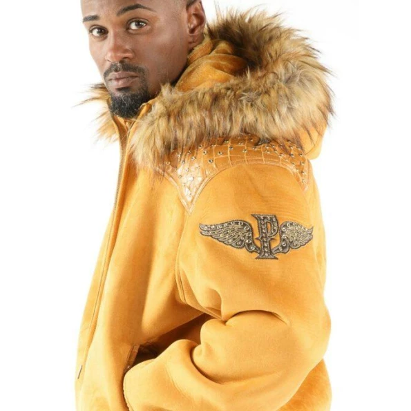 Pelle Pelle Yellow Airbourne Wool Jacket | Fur Hood Jacket view 2