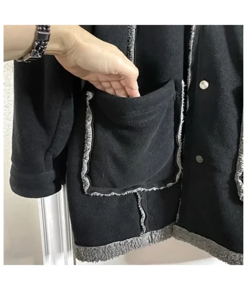 Pelle Pelle Marc Buchanan Black Wool Coat | Sherpa Coat view 4