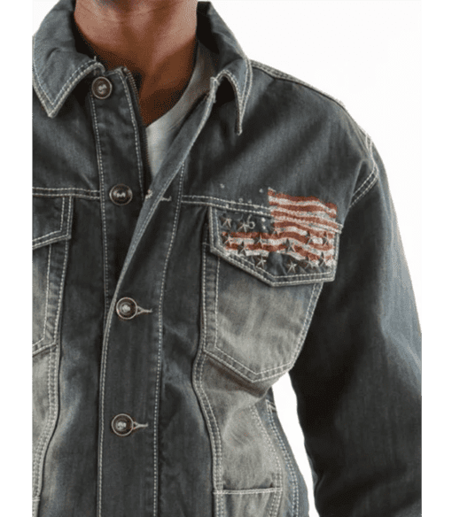 Pelle Pelle American Flag Denim Men Jacket | Grey Jacket