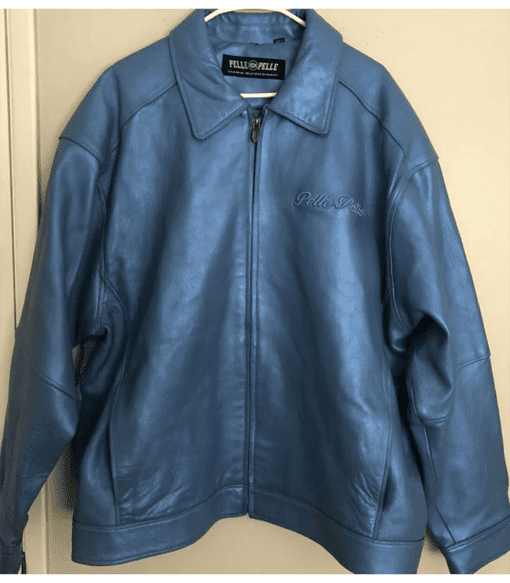 Pelle Pelle Blue Leather Metallic Puma Jacket | Men & Women view 2