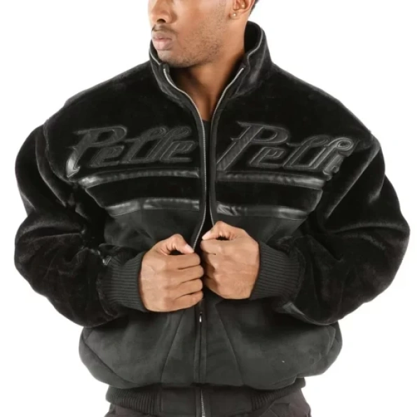 Pelle Pelle Black Velvet Wool Zipper Jacket | Men Jacket view 2