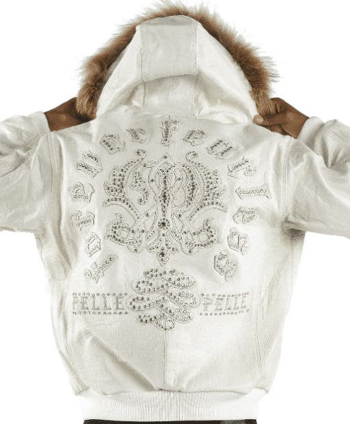 Pelle Pelle Fur Hood White Leather Jacket | Forever Fearless view 2