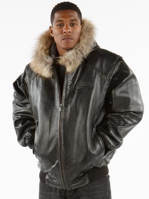 Pelle Pelle plain Simple Fur Hooded Leather Jacket