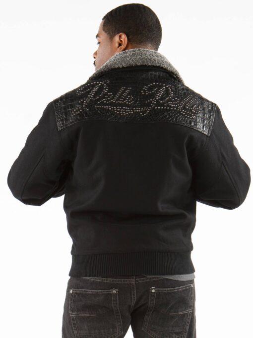 Pelle Pelle Stud Gator Black Fur Collar Jacket | Men Jacket