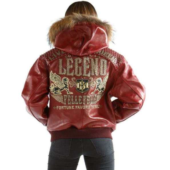 Pelle Pelle Women Legend Maroon Jacket | Fur Hood Jacket view 2