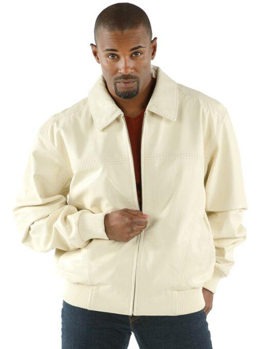 Pelle Pelle Plain White Soft Leather Jacket | Men Jacket view 2