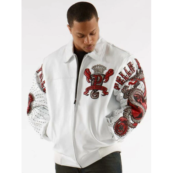 Pelle Pelle White Red Dragon Leather Jacket | Men Jacket view 4