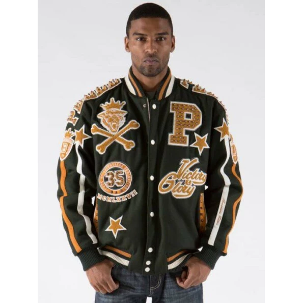 Pelle Pelle Dark Green Wool Varsity Jacket | Men Jacket view 2