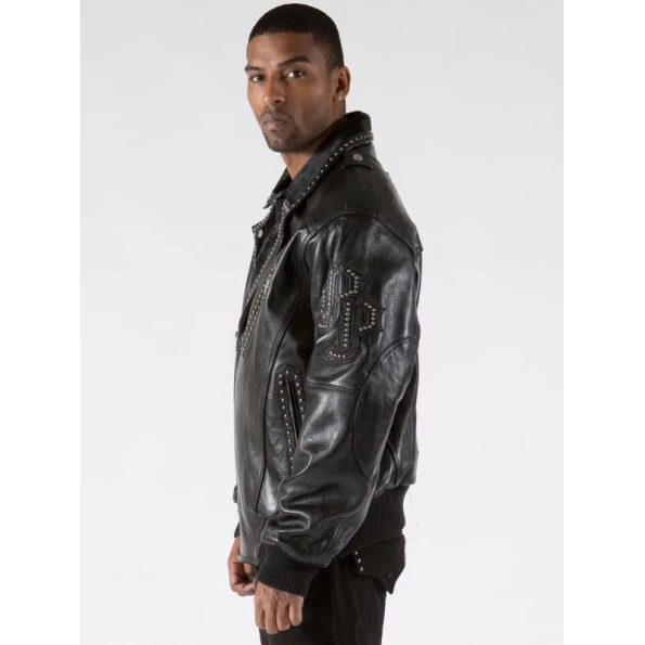 Pelle Pelle Biker Black Leather Fur Jacket | Men Jacket view 3
