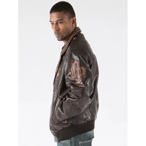 Pelle Pelle Biker Brown Leather Studs Jacket | Men Jacket view 2