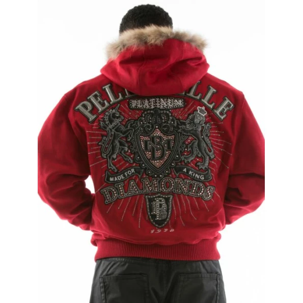 Pelle Pelle Red Diamond Men Fur Hood Jacket | Wool Jacket view 3
