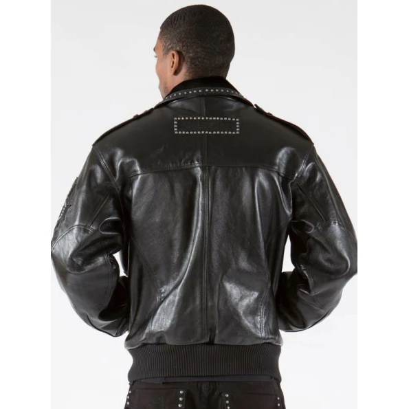 Pelle Pelle Biker Black Leather Fur Jacket | Men Jacket view 4