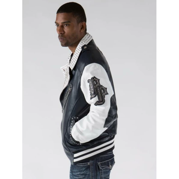 Pelle Pelle White Black Biker Men Jacket | Leather Jacket view 5