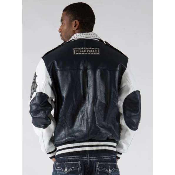 Pelle Pelle White Black Biker Men Jacket | Leather Jacket view 2