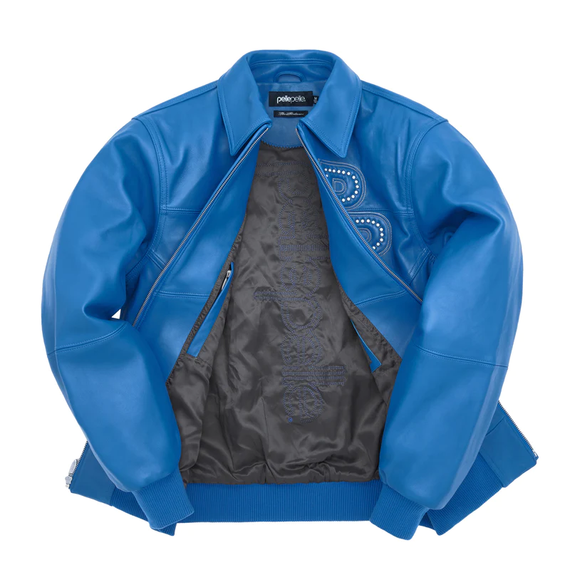 Pelle Pelle Blue Plush Leather Jacket | Men & Women view 3
