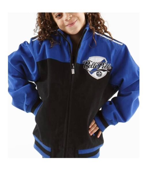 Pelle Pelle Kids Revolution Wool Jacket | Blue Black view 2