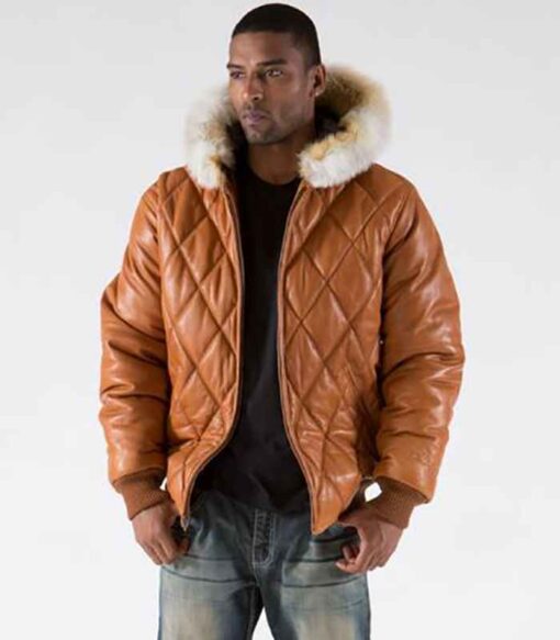 Pelle Pelle Brown Quilted Fur Hood Jacket | Men Jacket view 3