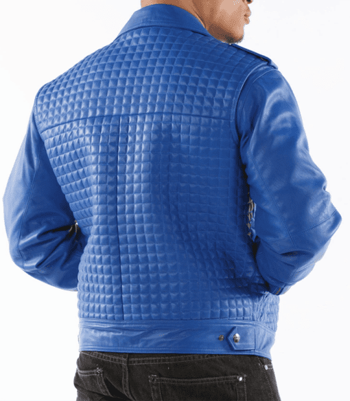 Pelle Pelle Blue Houndstooth Quilted Jacket | Leather Jacket view 2