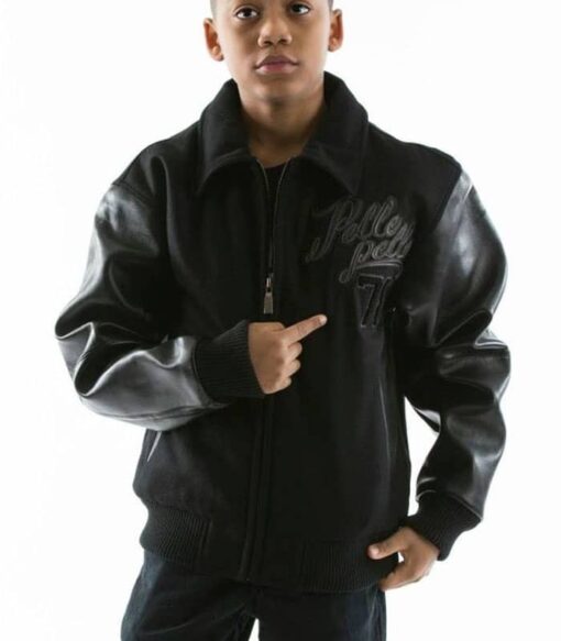 Pelle Pelle Black Kids Legendary Jacket | Leather Wool view 2