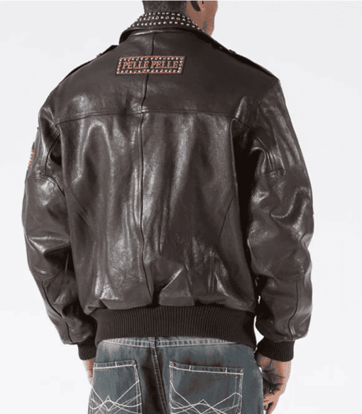 Pelle Pelle Biker Studded Leather Jacket | Dark Brown view 2