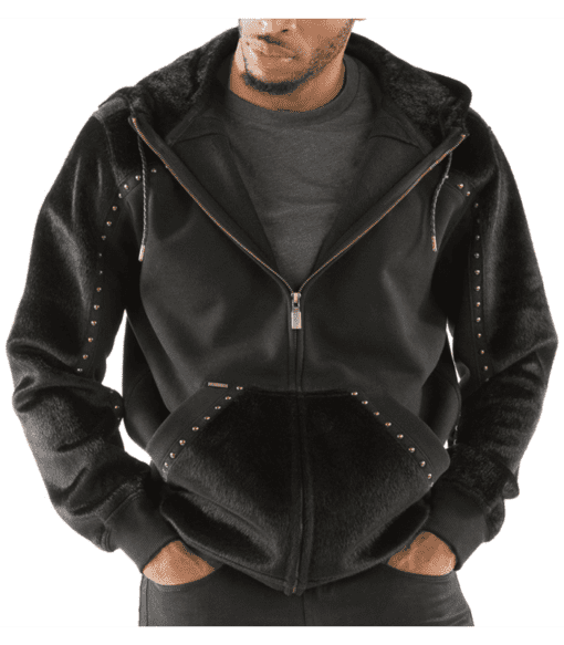 Pelle Pelle Black Ornate Wool Stud Jacket | Hood Jacket