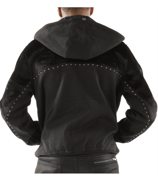 Pelle Pelle Black Ornate Wool Stud Jacket | Hood Jacket view 2