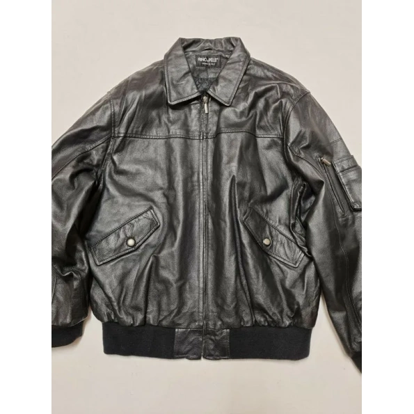 Pelle Pelle Shiny Black Leather Zipper Jacket | Men & Women view 2