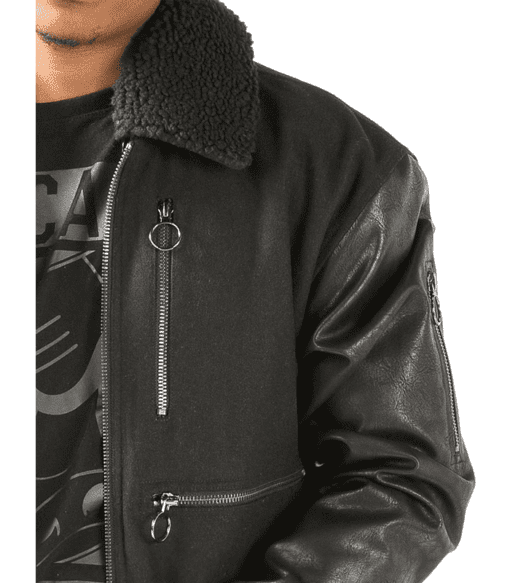 Pelle Pelle Black Fur Collar Zipper Jacket | Wool Leather view 3