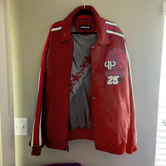Pelle Pelle Basketball Red Leather Jacket | Men & Women view 2