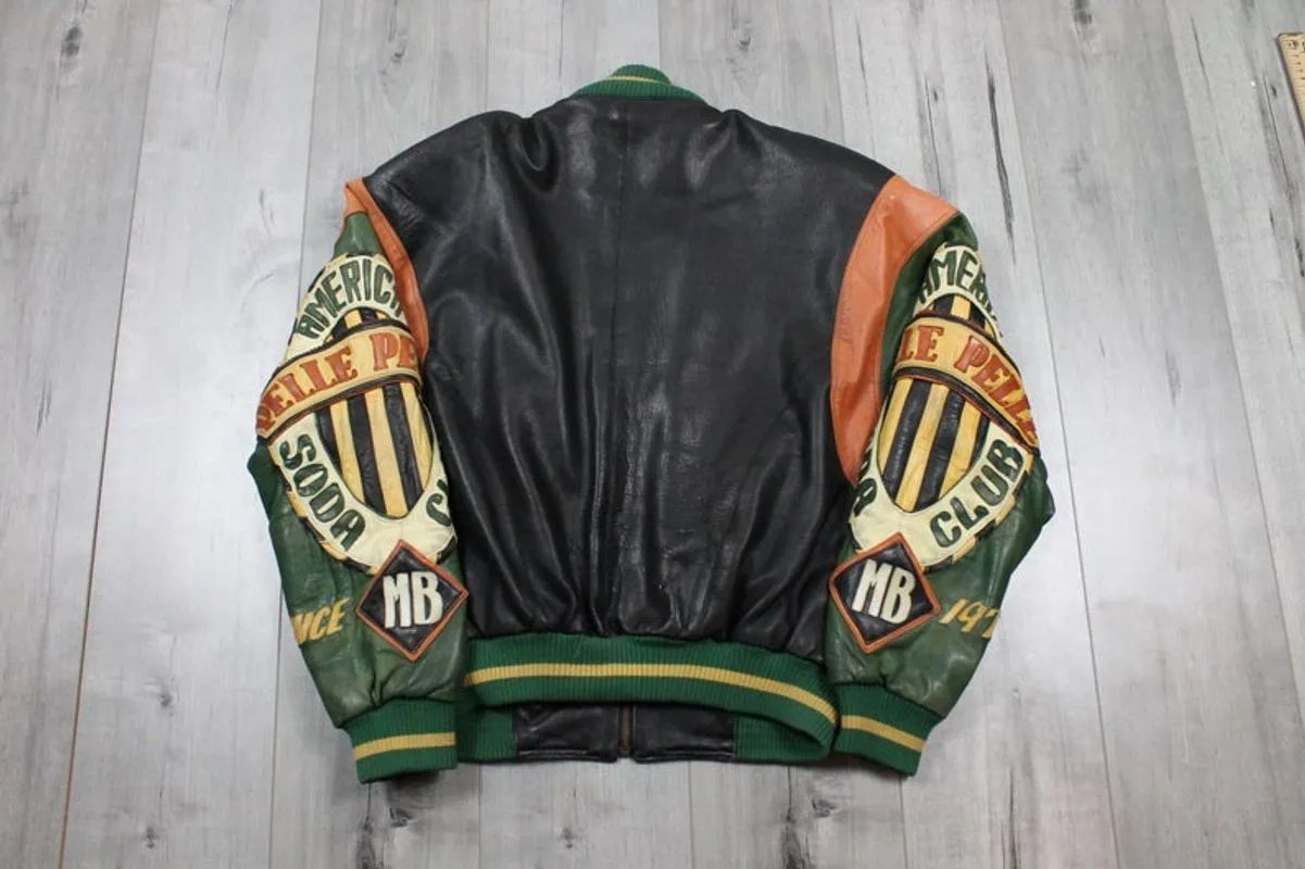 Pelle Pelle American Soda Club Varsity Jacket | Black Green view 2