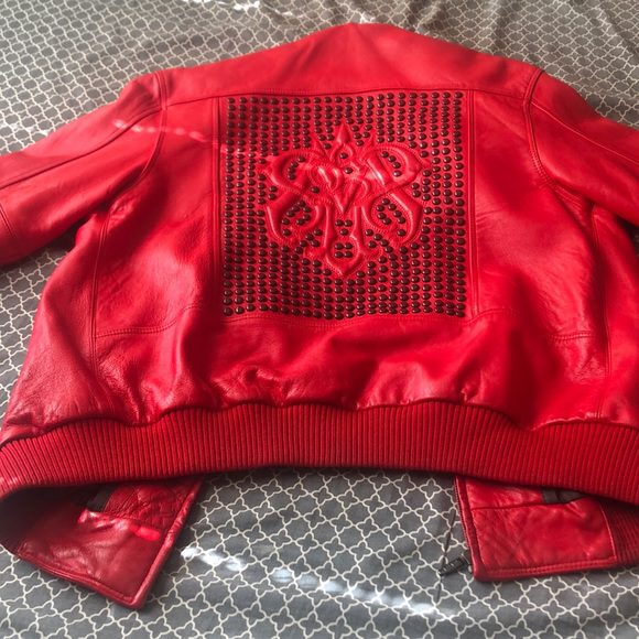Pelle Pelle Red Studded MB Leather Jacket | Men & Women view 4