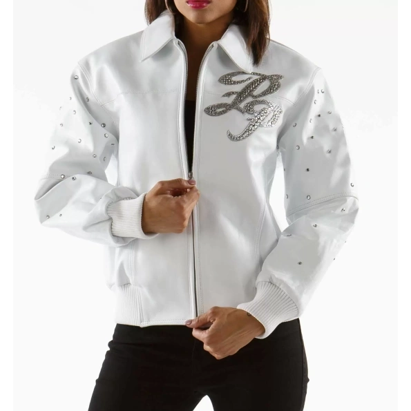 Pelle Pelle Women Studded Leather Jacket | White Jacket view 2