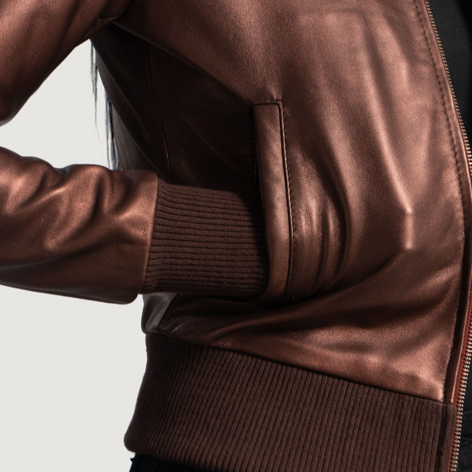 Pelle Pelle Women's Brown Leather Jacket | Bomber Jacket view 3