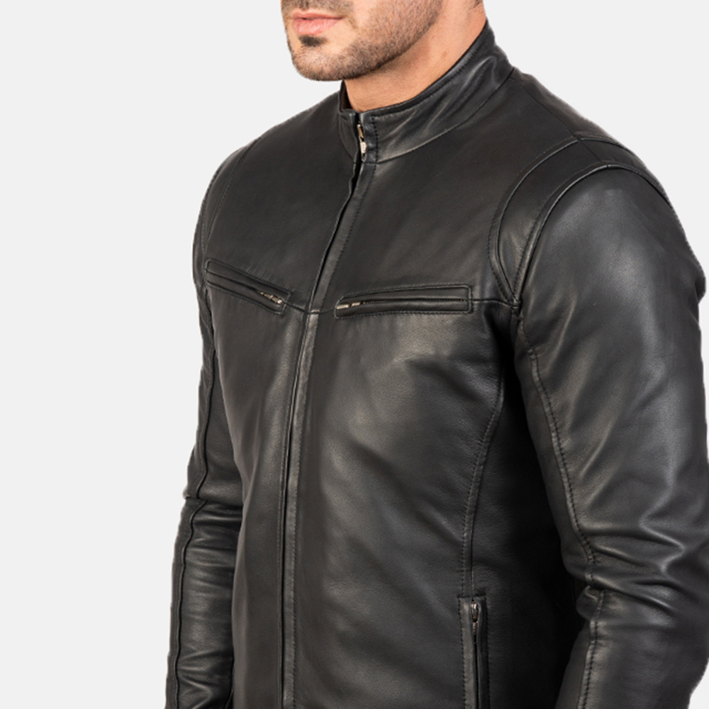 Men Black Biker Leather Jacket | Pelle Pelle Store view 2