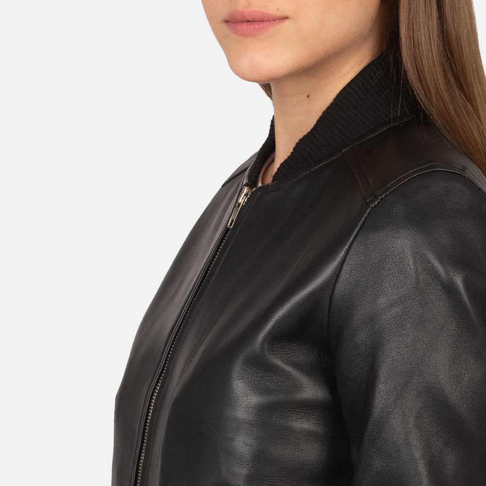 Women's Black Flight Leather Jacket | Pelle Pelle Store view 3