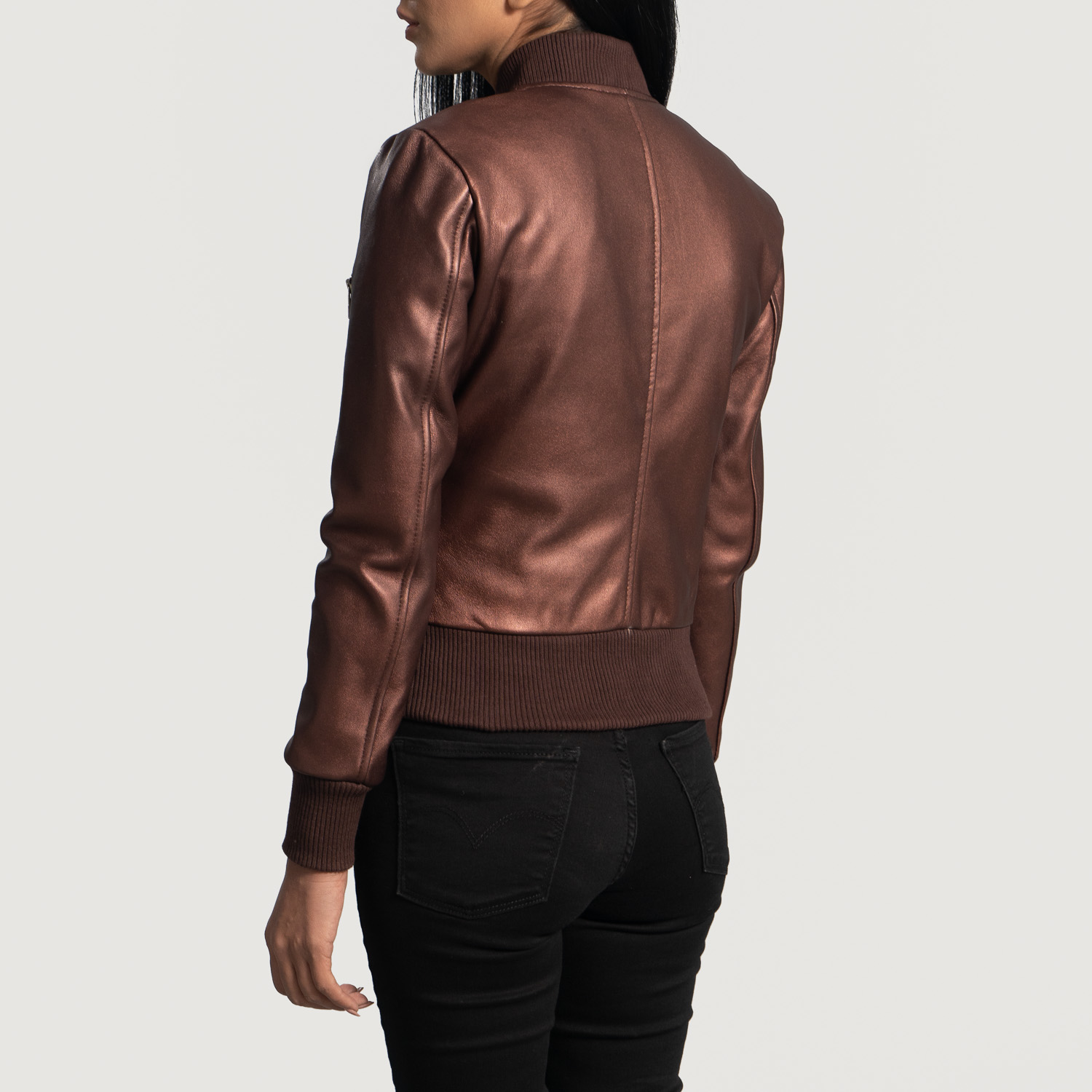 Pelle Pelle Women's Brown Leather Jacket | Bomber Jacket view 2