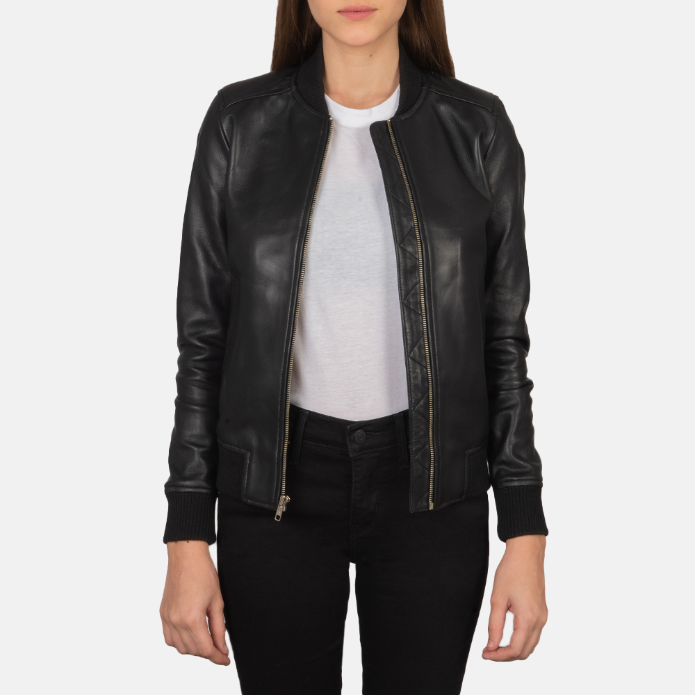 Women's Black Flight Leather Jacket | Pelle Pelle Store view 4