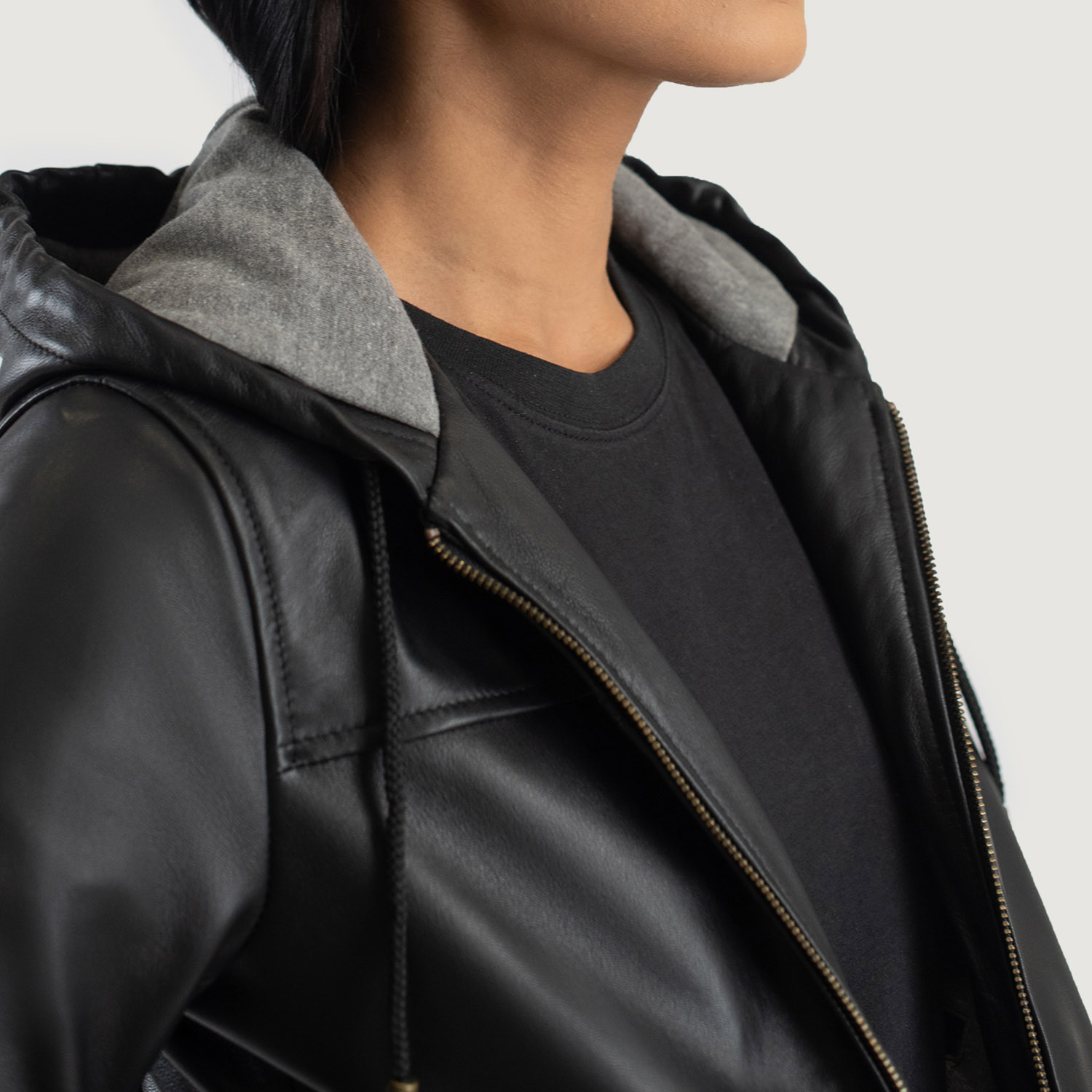 Pelle Pelle Black Hooded Leather Jacket | Bomber Jacket view 3