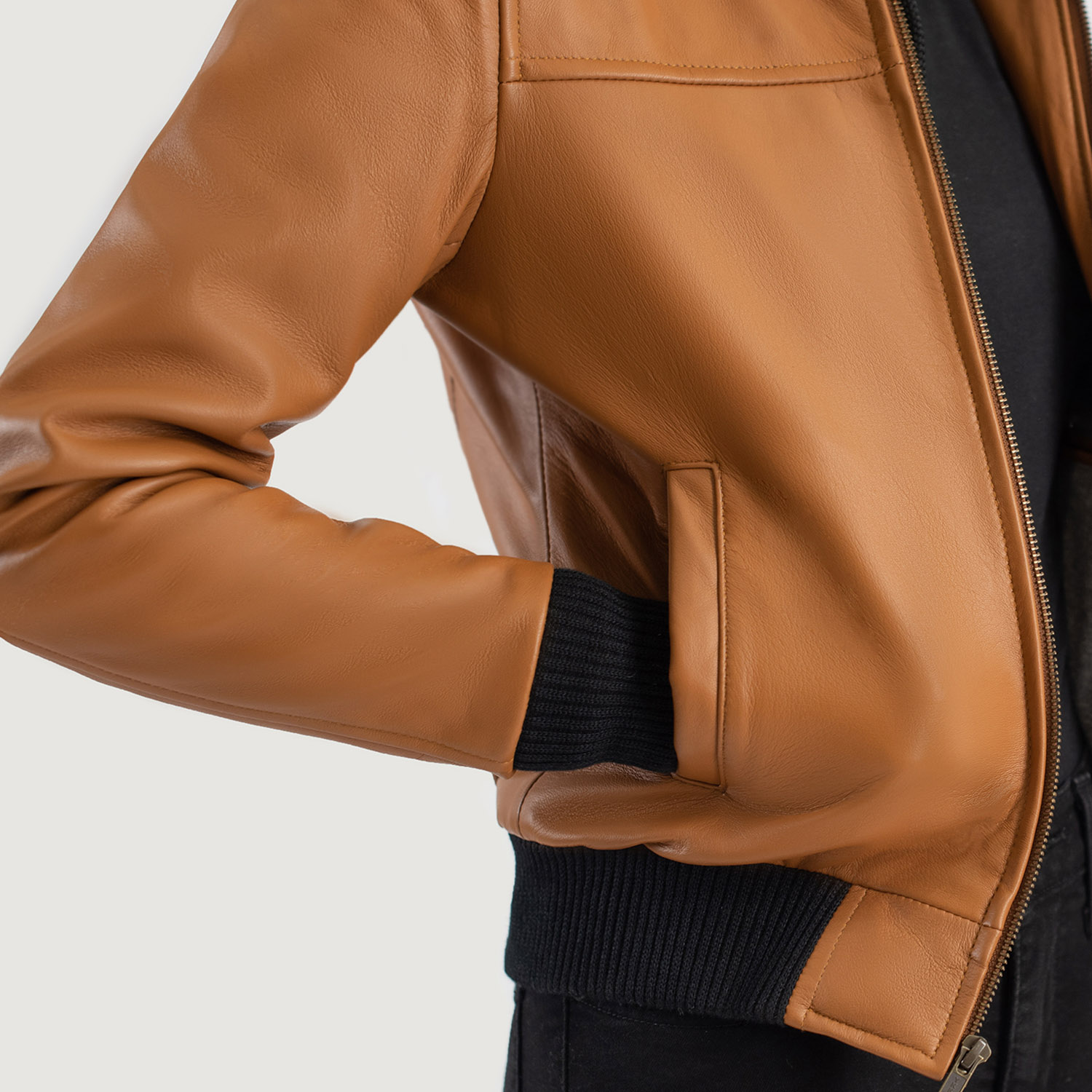 Brown Hooded Flight Leather Jacket | Pelle Pelle Store view 2