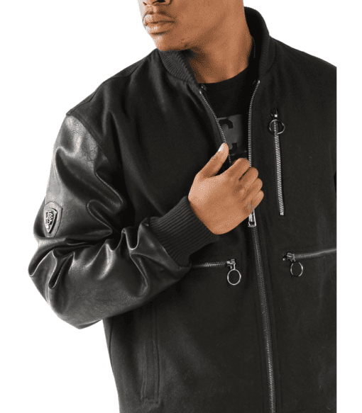 Pelle Pelle Black Wool Leather Jacket | Men Jacket view 2