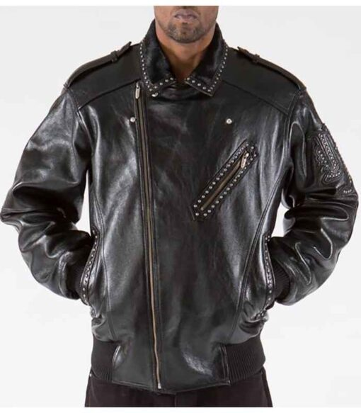 Pelle Pelle Men Biker Studded Leather Jacket | Black Jacket view 2