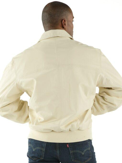 Pelle Pelle Men Plain Soft Leather Jacket | White Jacket view 2