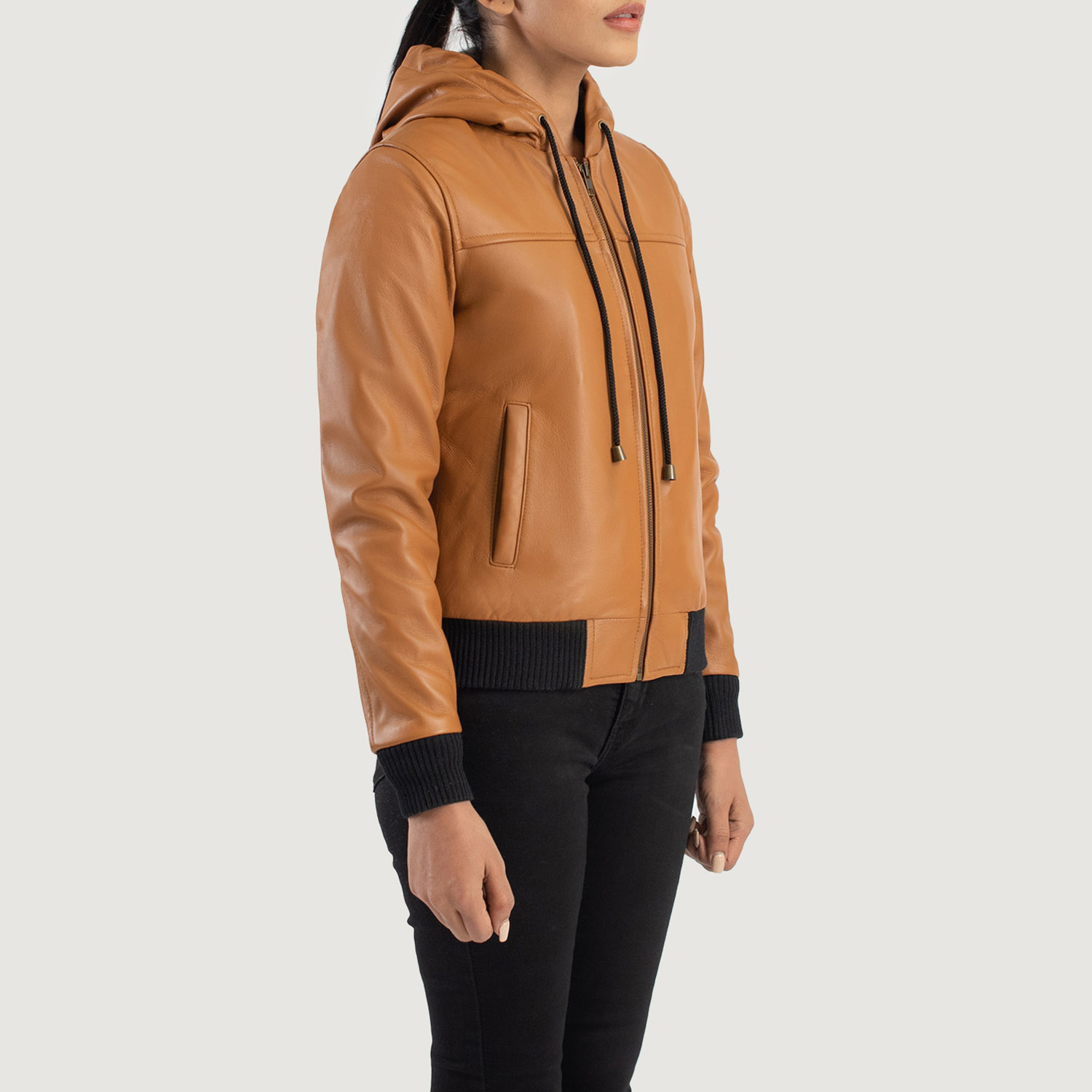 Brown Hooded Flight Leather Jacket | Pelle Pelle Store view 4