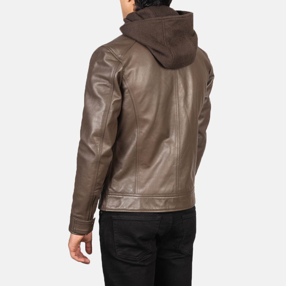 Pelle Pelle Brown Motorcycle Hooded Jacket | Biker Jacket view 4