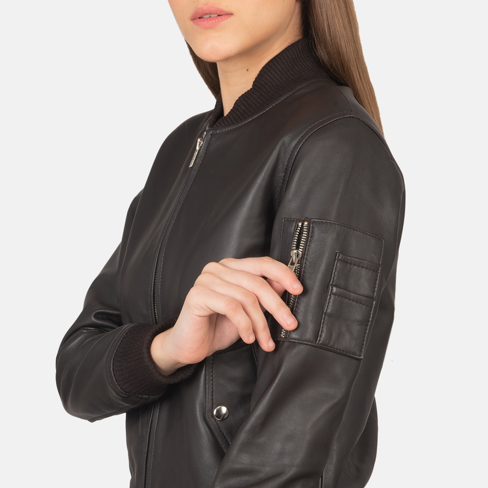 Women's Brown Leather Bomber Jacket | Pelle Pelle Store view 2
