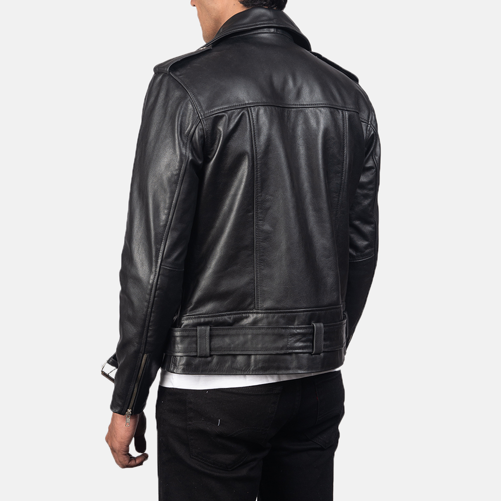 Alley Black Motorcycle Leather Jacket | Biker Jacket view 2