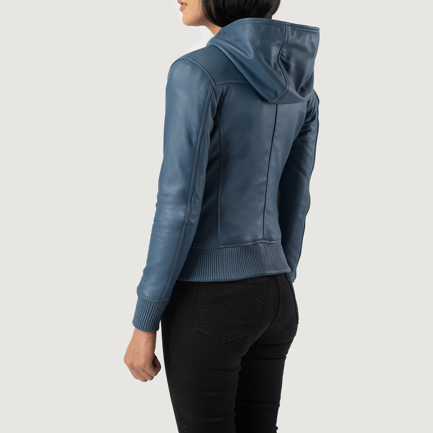 Pelle Pelle Blue Hooded Flight Leather Jacket view 3